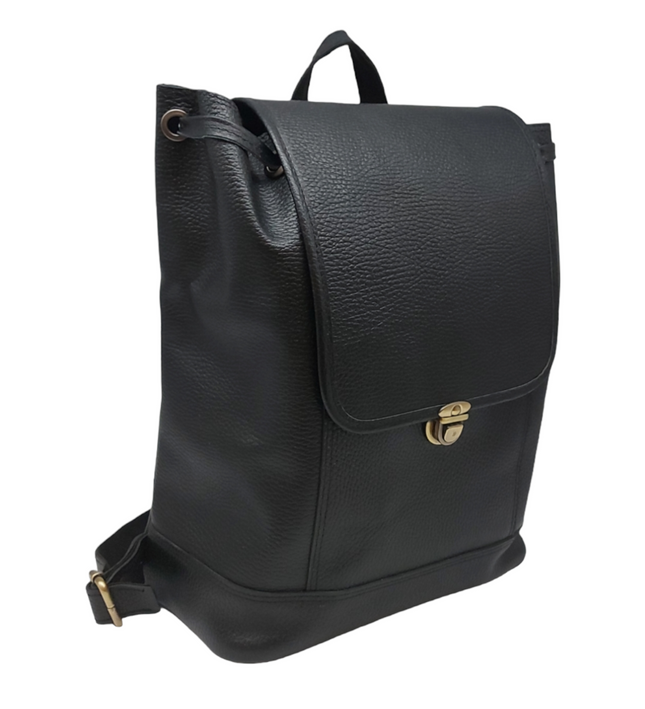 Elodina Carla – Leren Dames Rugzak (Zwart)