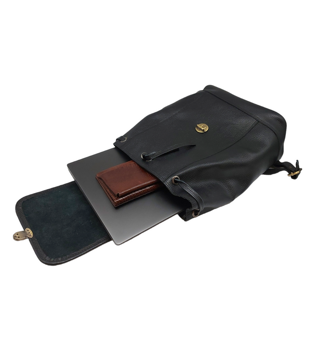 Elodina Carla – Leren Dames Rugzak (Zwart)