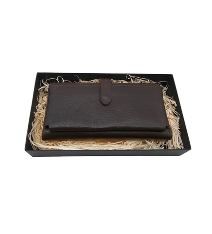 Dames portemonnee van rundleer met telefoonvak – effen