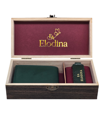 Giftbox leren mini portemonnee & sleutelhanger