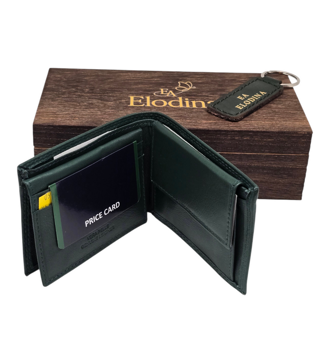 Giftbox leren mini portemonnee & sleutelhanger