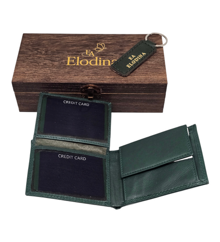 Giftbox leren mini portemonnee & sleutelhanger