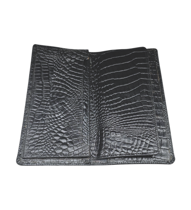 Heren portemonnee van effen rundleer met telefoonvak