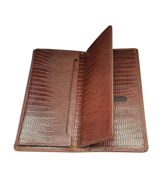 Heren portemonnee van effen rundleer met telefoonvak