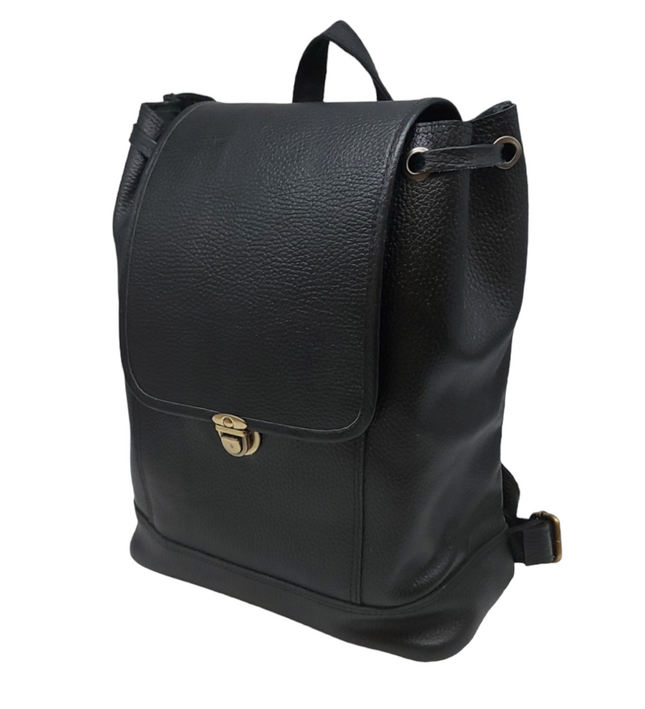 Elodina Carla – Leren Dames Rugzak (Zwart)