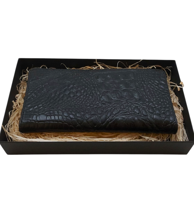 Heren portemonnee van effen rundleer met telefoonvak