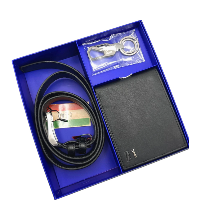Jaguar Cadeauset – Leren Portemonnee, Riem & Sleutelhanger
