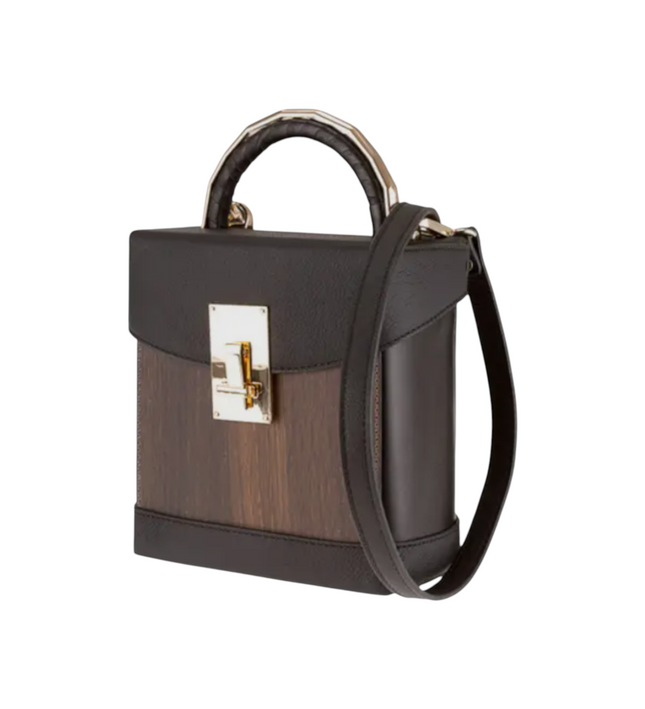 Lara – Hand & schoudertas van gerookt eikenhout en leer