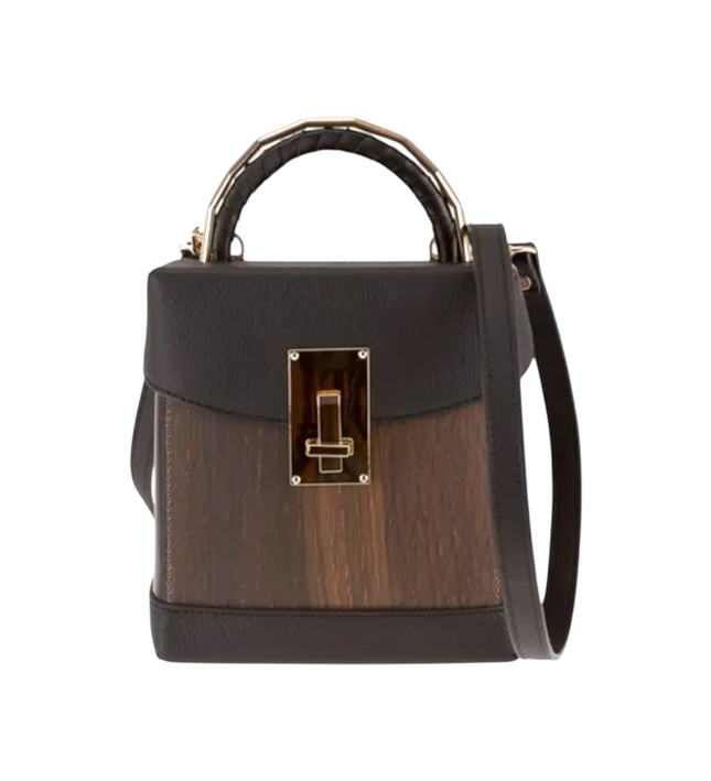 Lara – Hand & schoudertas van gerookt eikenhout en leer