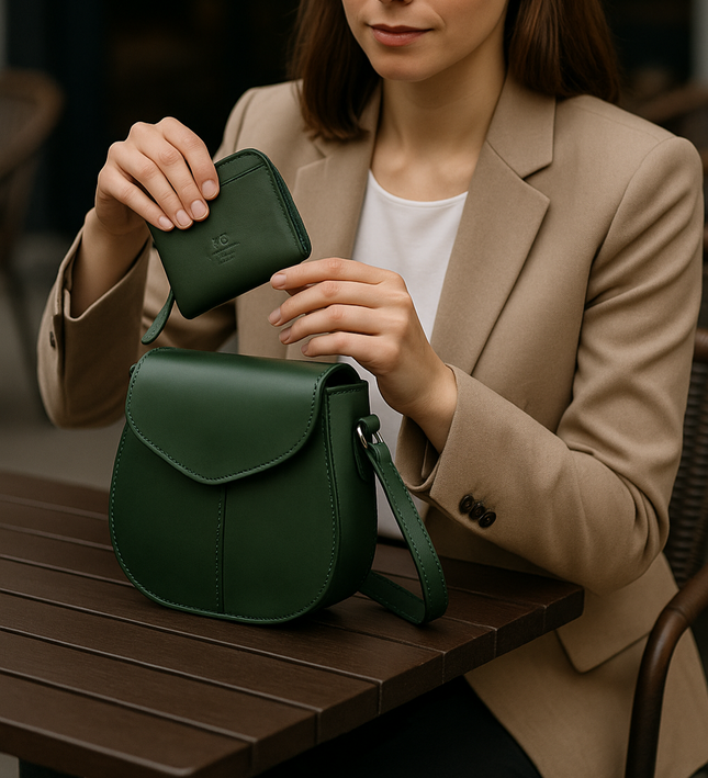 Compacte leren dames portemonnee – EC COVERI