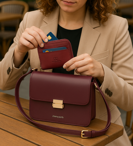 Compacte leren dames portemonnee – EC COVERI