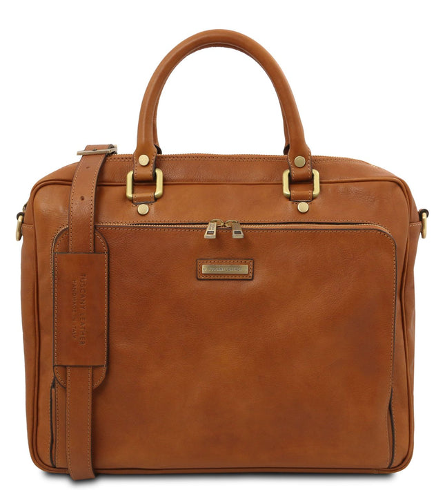 TL142427 – Pisa - leren laptop briefcase with front pocket