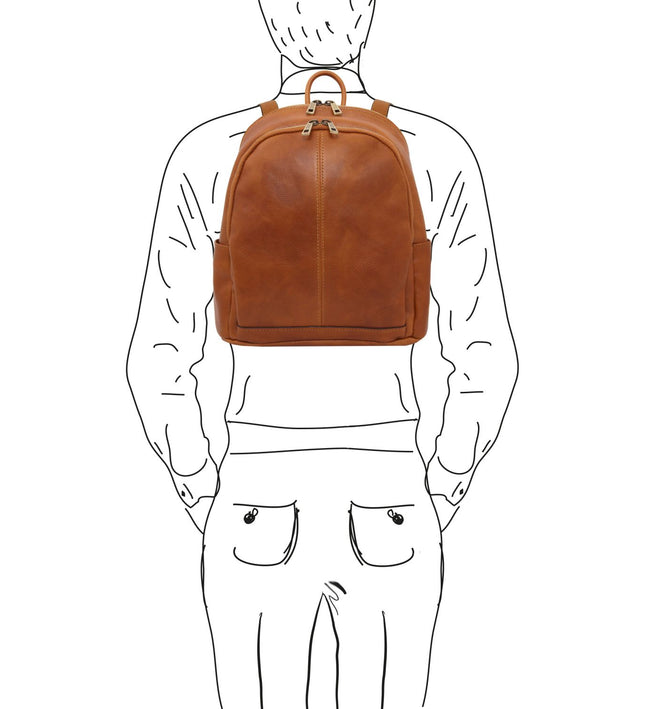 TL142460 – Canberra - 2 Compartments leren backpack