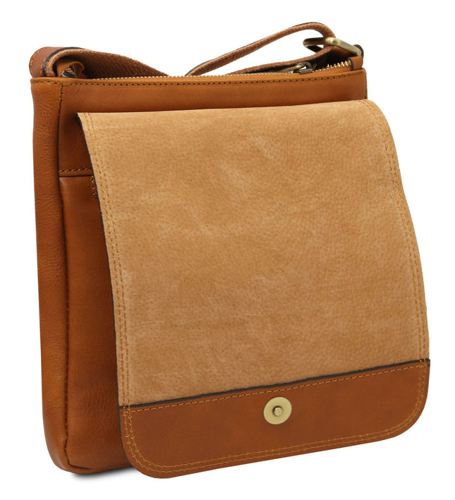 TL141408 – John - leren crossbody bag for men with front zip