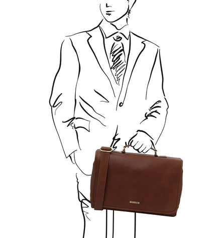 TL142068 – Mantova - leren multi compartment TL SMART briefcase with flap