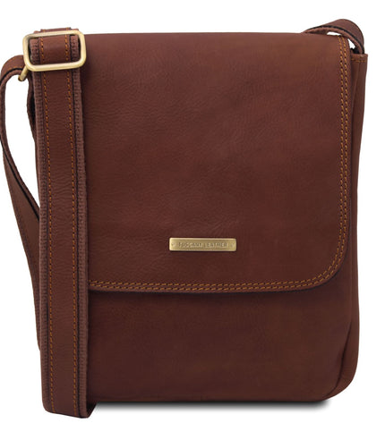 TL141408 – John - leren crossbody bag for men with front zip