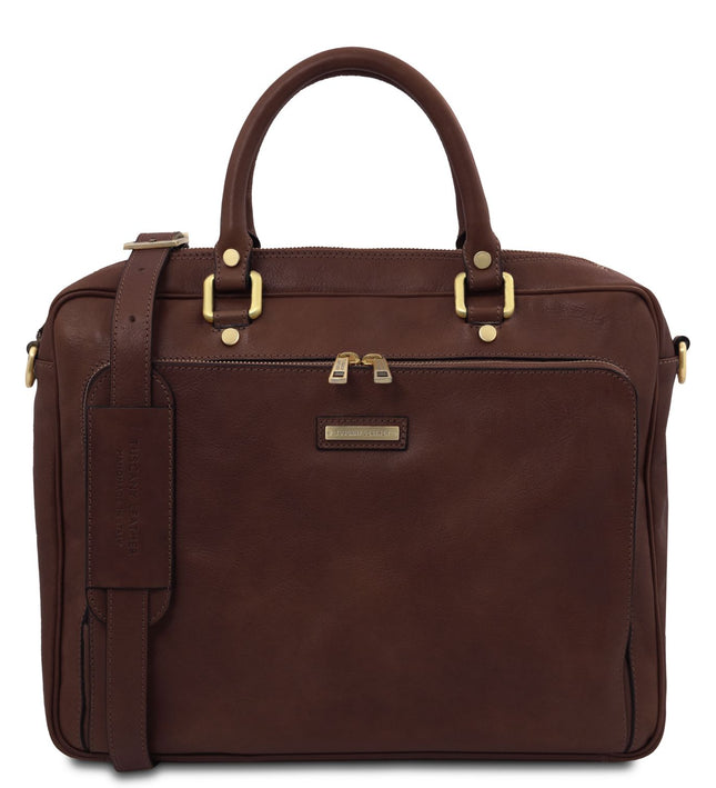TL142427 – Pisa - leren laptop briefcase with front pocket