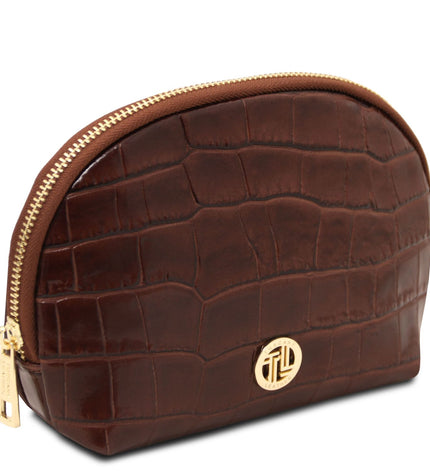 TL142514 – Vera - Croc print leren toiletry case