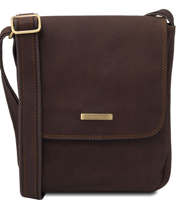 TL141408 – John - leren crossbody bag for men with front zip