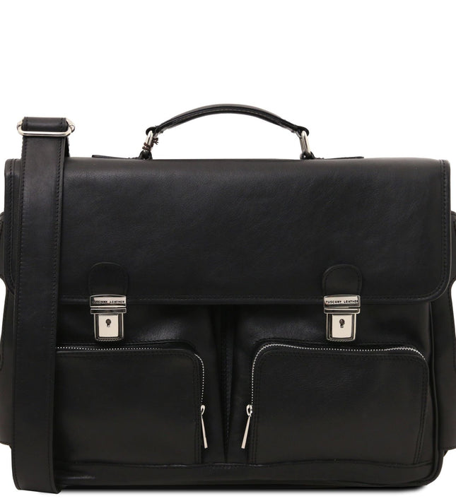 TL142069 – Ventimiglia - leren multi compartment TL SMART briefcase with front pockets