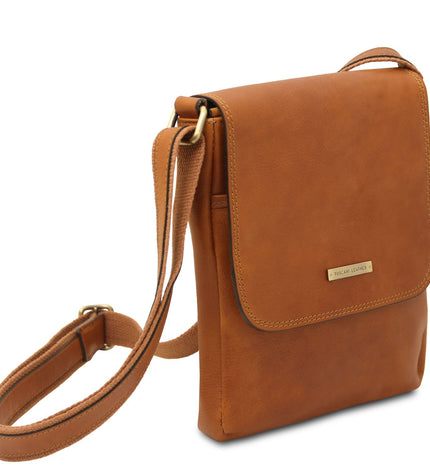 TL141408 – John - leren crossbody bag for men with front zip
