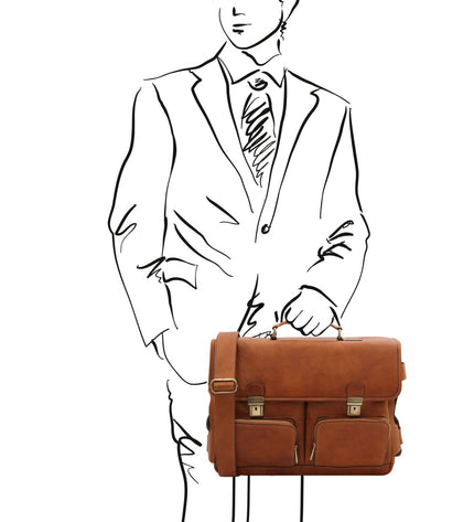 TL142069 – Ventimiglia - leren multi compartment TL SMART briefcase with front pockets
