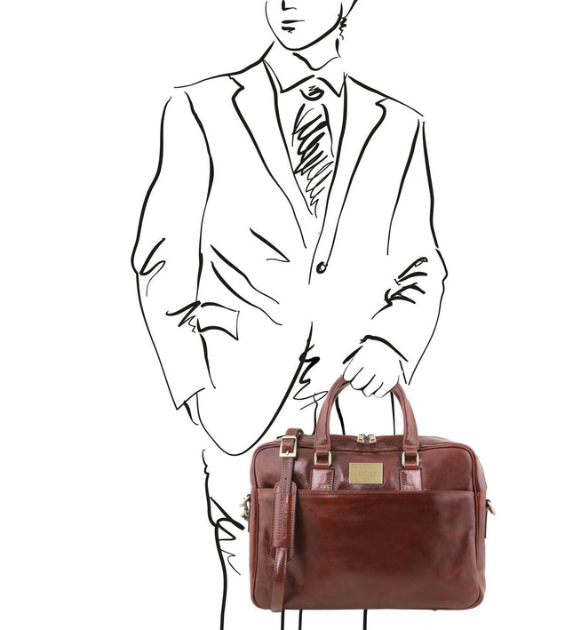 TL141894 – Urbino - leren laptop briefcase 2 compartments with front pocket