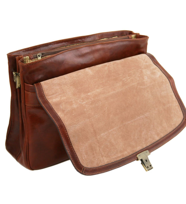 Tuscany Leather – Alessandria - Leather multi compartment TL SMART laptop briefcase – Honing (TL142440)