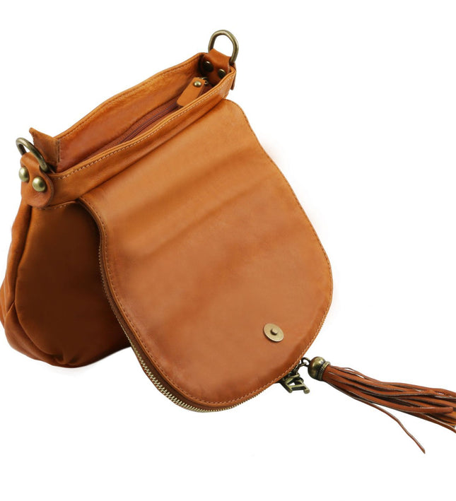 TL141223 – TL Bag - Soft leren shoulder bag with tassel detail