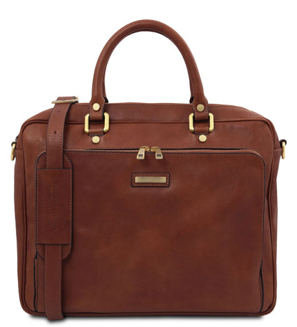 TL142427 – Pisa - leren laptop briefcase with front pocket