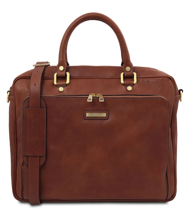 TL142427 – Pisa - leren laptop briefcase with front pocket