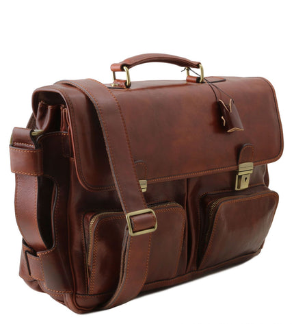 TL142069 – Ventimiglia - leren multi compartment TL SMART briefcase with front pockets