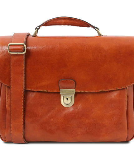 Tuscany Leather – Alessandria - Leather multi compartment TL SMART laptop briefcase – Honing (TL142440)