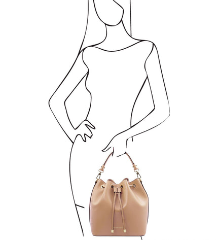 TL141531 – Vittoria - leren bucket bag