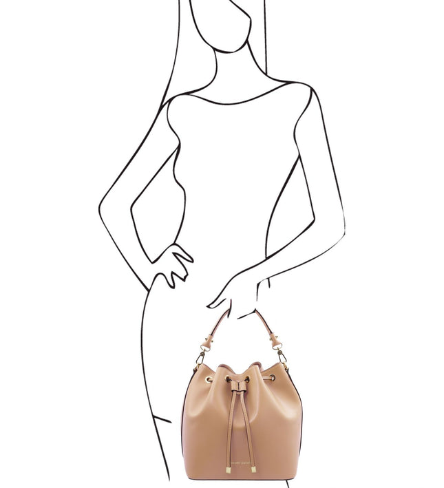 TL141531 – Vittoria - leren bucket bag