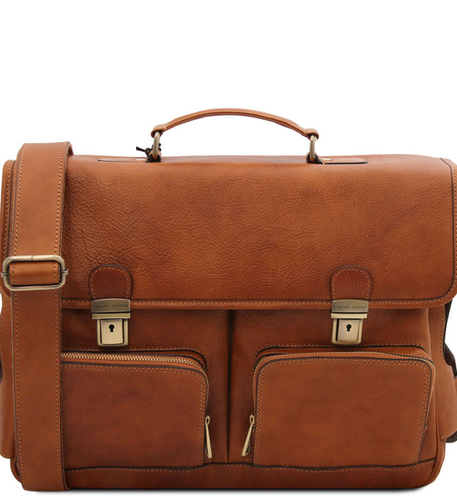 TL142069 – Ventimiglia - leren multi compartment TL SMART briefcase with front pockets