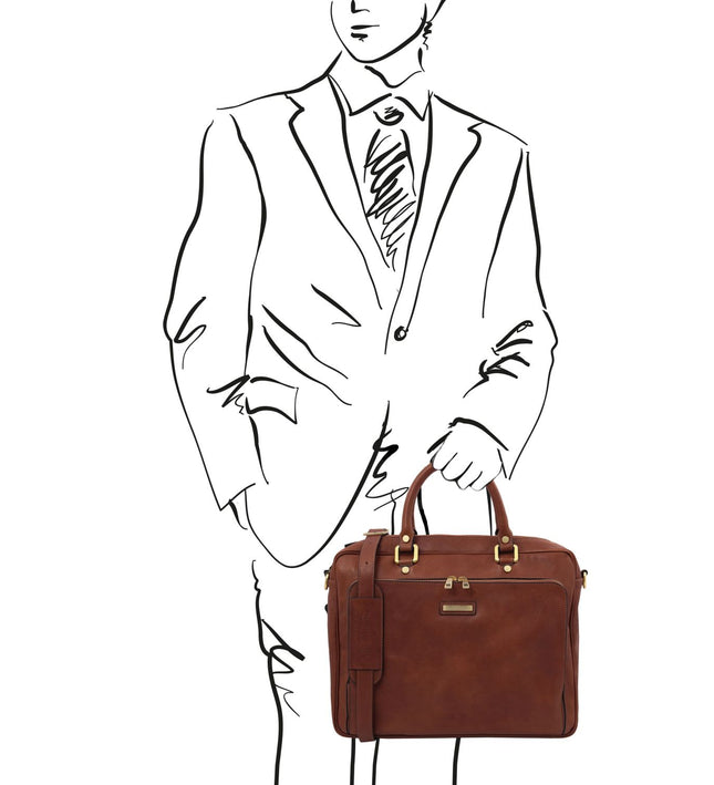 TL142427 – Pisa - leren laptop briefcase with front pocket