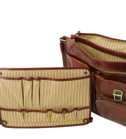 TL142069 – Ventimiglia - leren multi compartment TL SMART briefcase with front pockets