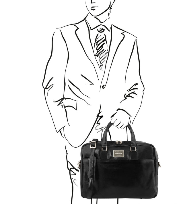 TL141241 – Urbino - leren laptop briefcase with front pocket