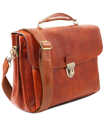 Tuscany Leather – Alessandria - Leather multi compartment TL SMART laptop briefcase – Honing (TL142440)