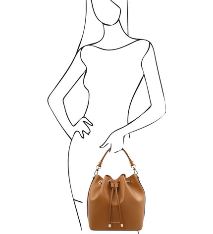 TL141531 – Vittoria - leren bucket bag