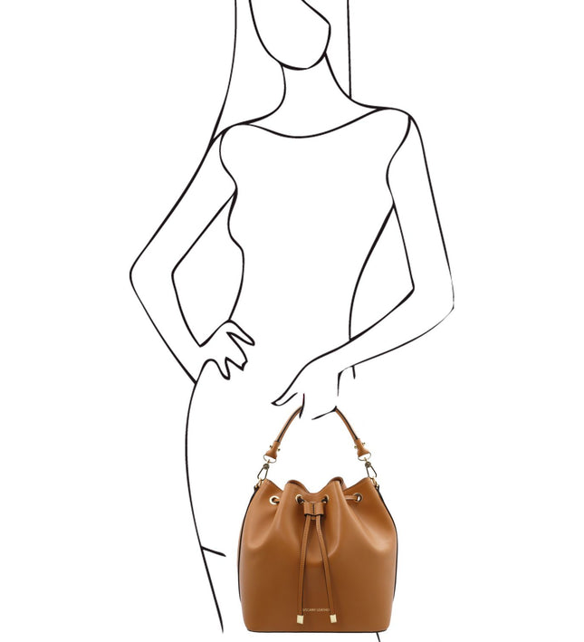 TL141531 – Vittoria - leren bucket bag