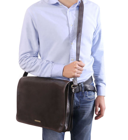 TL90475 – Messenger double - Crossbody leren bag