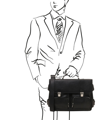 TL142069 – Ventimiglia - leren multi compartment TL SMART briefcase with front pockets