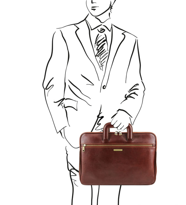 Tuscany Leather – Caserta - Document Leather briefcase – Bruin (TL142070)