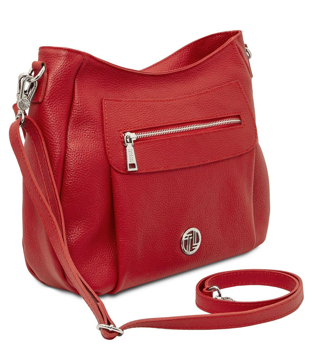 Tuscany Leather – Brenda - Soft leather shoulder bag – Lipstick Red (TL142450)