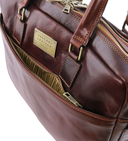 TL141894 – Urbino - leren laptop briefcase 2 compartments with front pocket