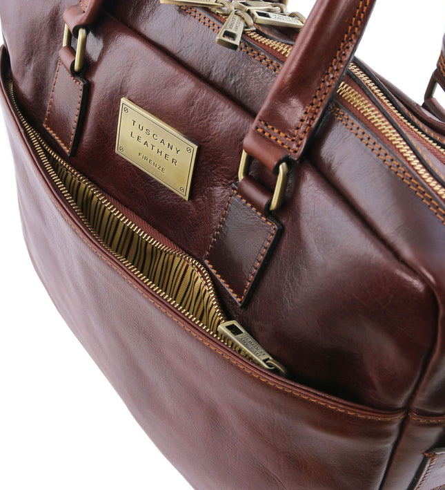 TL141894 – Urbino - leren laptop briefcase 2 compartments with front pocket