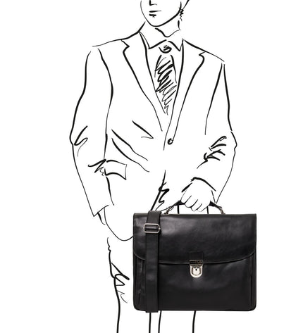 TL142067 – Alessandria - leren multi compartment TL SMART laptop briefcase