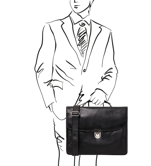 TL142067 – Alessandria - leren multi compartment TL SMART laptop briefcase